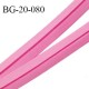 Biais galon 20 mm pré plié au dos 2 rabats de 10 mm coton polyester couleur rose largeur 20 mm prix au mètre