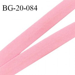Biais galon 20 mm pré plié au dos 2 rabats de 10 mm coton polyester couleur rose dragée largeur 20 mm prix au mètre