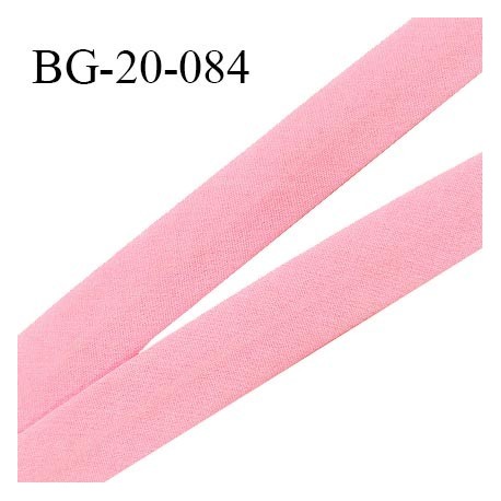 Biais galon 20 mm pré plié au dos 2 rabats de 10 mm coton polyester couleur rose dragée largeur 20 mm prix au mètre