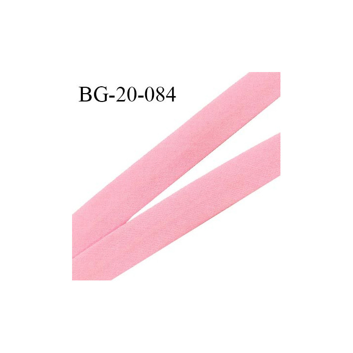Biais galon 20 mm pré plié au dos 2 rabats de 10 mm coton polyester couleur rose dragée largeur 20 mm prix au mètre