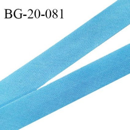 Biais galon 20 mm pré plié au dos 2 rabats de 10 mm coton polyester couleur bleu largeur 20 mm prix au mètre