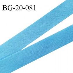 Biais galon 20 mm pré plié au dos 2 rabats de 10 mm coton polyester couleur bleu largeur 20 mm prix au mètre