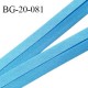 Biais galon 20 mm pré plié au dos 2 rabats de 10 mm coton polyester couleur bleu largeur 20 mm prix au mètre