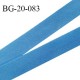 Biais galon 20 mm pré plié au dos 2 rabats de 10 mm coton polyester couleur bleu royal largeur 20 mm prix au mètre