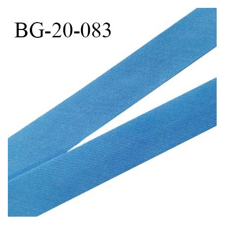 Biais galon 20 mm pré plié au dos 2 rabats de 10 mm coton polyester couleur bleu royal largeur 20 mm prix au mètre