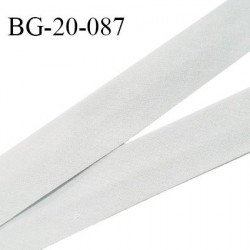 Biais galon 20 mm pré plié au dos 2 rabats de 10 mm coton polyester couleur gris perle largeur 20 mm prix au mètre