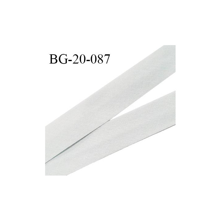 Biais galon 20 mm pré plié au dos 2 rabats de 10 mm coton polyester couleur gris perle largeur 20 mm prix au mètre