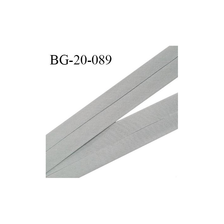 Biais galon 20 mm pré plié au dos 2 rabats de 10 mm coton polyester couleur gris souris largeur 20 mm prix au mètre