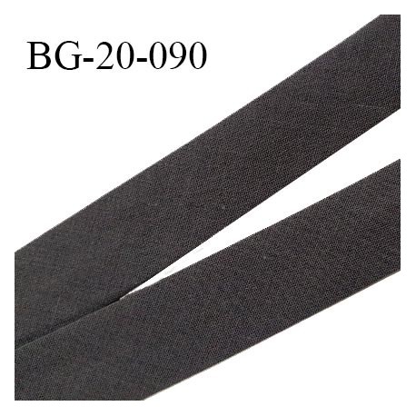 Biais galon 20 mm pré plié au dos 2 rabats de 10 mm coton polyester couleur gris taupe marron largeur 20 mm prix au mètre