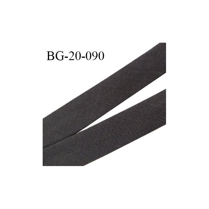 Biais galon 20 mm pré plié au dos 2 rabats de 10 mm coton polyester couleur gris taupe marron largeur 20 mm prix au mètre