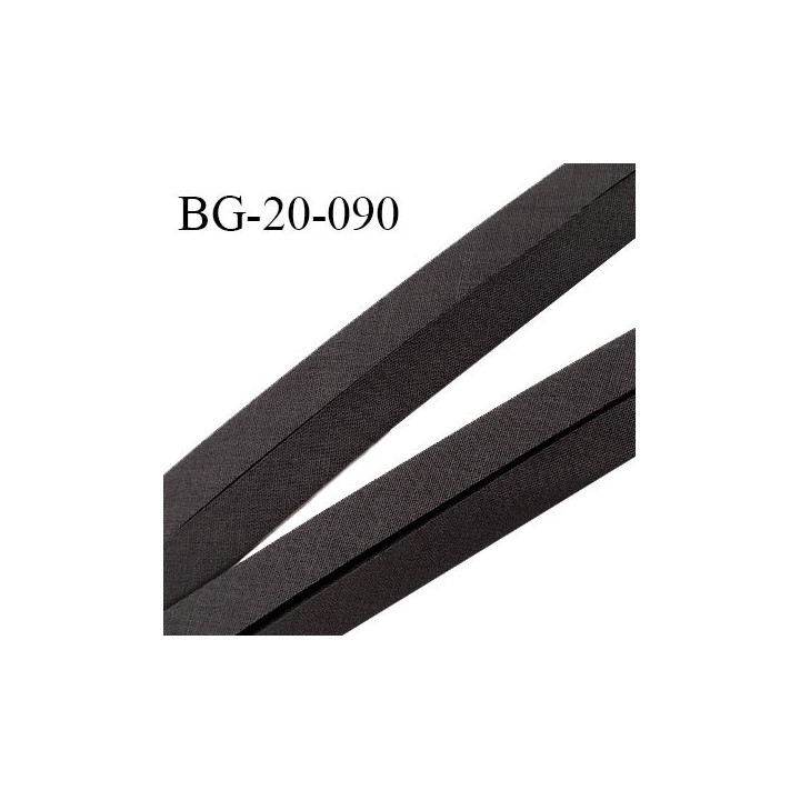 Biais galon 20 mm pré plié au dos 2 rabats de 10 mm coton polyester couleur gris taupe marron largeur 20 mm prix au mètre