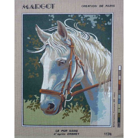 canevas 40x50 marque MARGOT DE PARIS cheval le pur sang dimension 40 centimètres par 50 centimètres 100 % coton