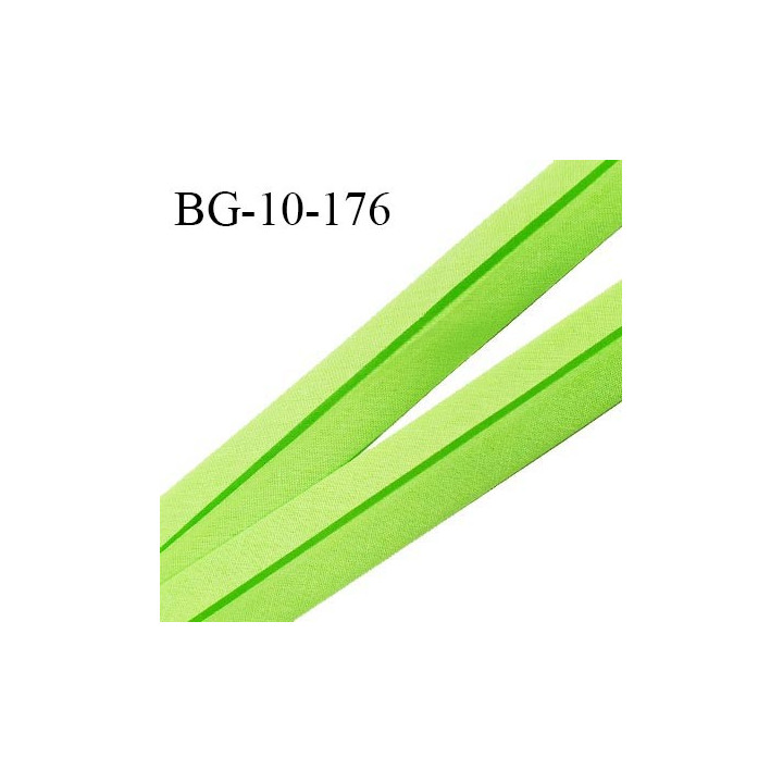Biais galon 10 mm pré plié au dos 2 rabats de 5 mm coton polyester couleur vert pomme largeur 10 mm prix au mètre