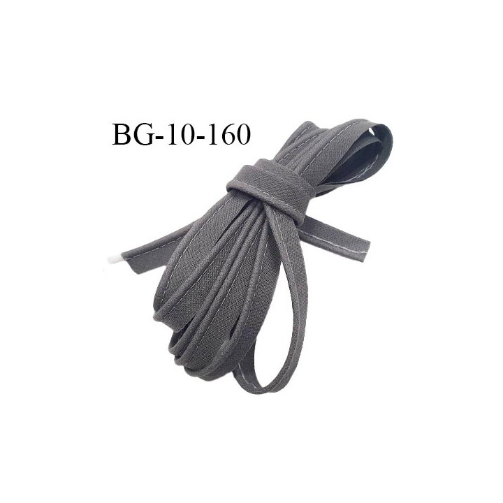 Passepoil 10 mm coton couleur gris souris largeur 10 mm avec cordon intérieur 2 mm prix au mètre