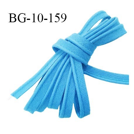 Passepoil 10 mm coton couleur bleu azur largeur 10 mm avec cordon intérieur 2 mm prix au mètre