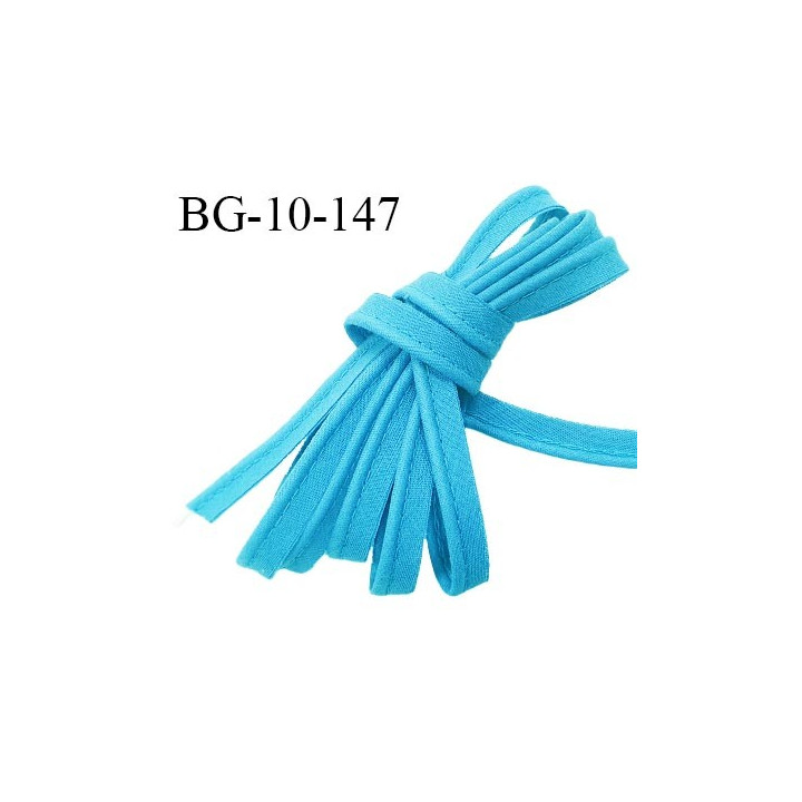 Passepoil 10 mm coton couleur bleu turquoise largeur 10 mm avec cordon intérieur 2 mm prix au mètre
