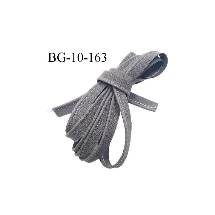 Passepoil 10 mm coton couleur gris souris largeur 10 mm avec cordon intérieur 2 mm prix au mètre