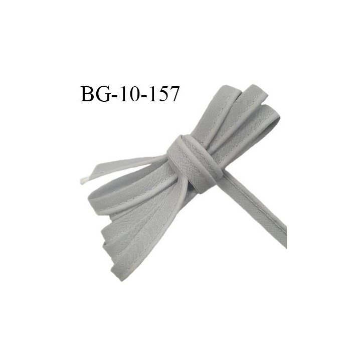 Passepoil 10 mm coton couleur gris largeur 10 mm avec cordon intérieur 2 mm prix au mètre