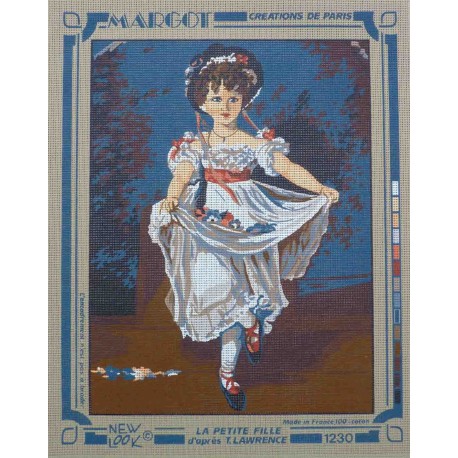 canevas 40x50 marque MARGOT DE PARIS la petite fille d'après t . lawrence dimension 40 centimètres par 50 cm 100 % coton