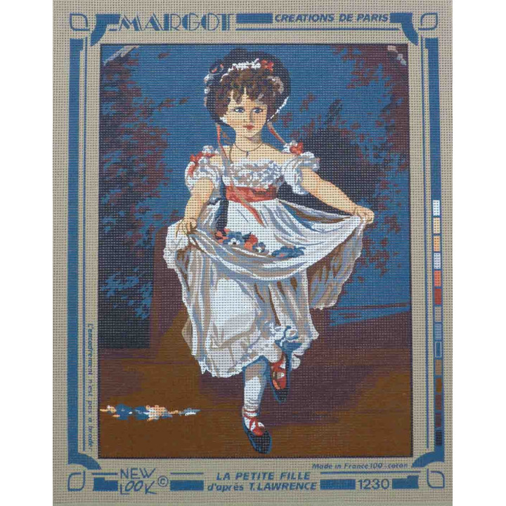 canevas 40x50 marque MARGOT DE PARIS la petite fille d'après t . lawrence dimension 40 centimètres par 50 cm 100 % coton