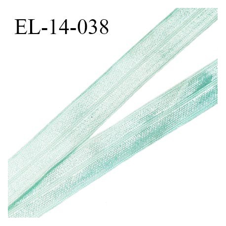 Elastique lingerie 14 mm pré plié haut de gamme couleur vert d'eau brillant largeur 14 mm prix au mètre