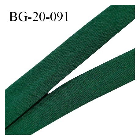 Biais galon 20 mm pré plié au dos 2 rabats de 10 mm coton polyester couleur vert sapin largeur 20 mm prix au mètre