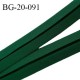 Biais galon 20 mm pré plié au dos 2 rabats de 10 mm coton polyester couleur vert sapin largeur 20 mm prix au mètre