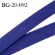 Biais galon 20 mm pré plié au dos 2 rabats de 10 mm coton polyester couleur bleu indigo largeur 20 mm prix au mètre
