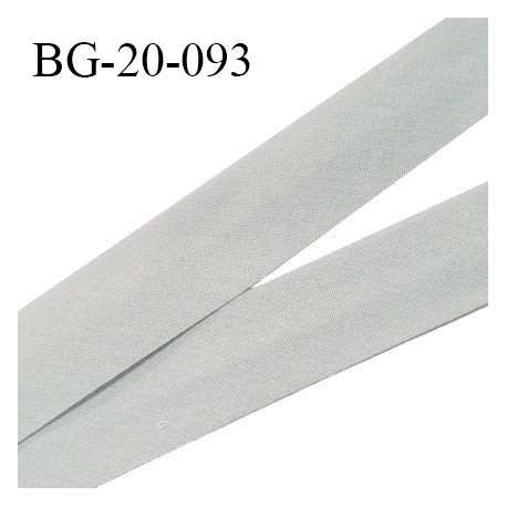 Biais galon 20 mm pré plié au dos 2 rabats de 10 mm coton polyester couleur gris largeur 20 mm prix au mètre