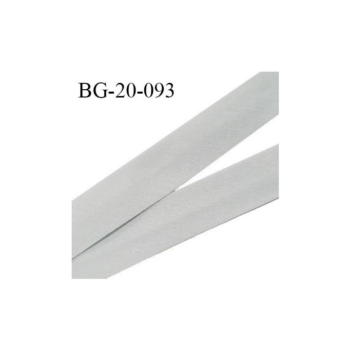 Biais galon 20 mm pré plié au dos 2 rabats de 10 mm coton polyester couleur gris largeur 20 mm prix au mètre