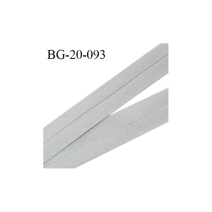 Biais galon 20 mm pré plié au dos 2 rabats de 10 mm coton polyester couleur gris largeur 20 mm prix au mètre