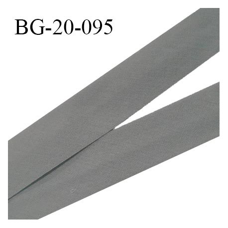 Biais galon 20 mm pré plié au dos 2 rabats de 10 mm coton polyester couleur gris taupe largeur 20 mm prix au mètre
