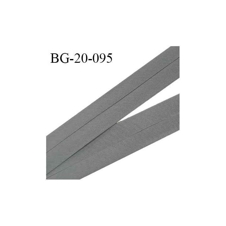 Biais galon 20 mm pré plié au dos 2 rabats de 10 mm coton polyester couleur gris taupe largeur 20 mm prix au mètre