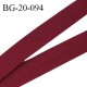 Biais galon 20 mm pré plié au dos 2 rabats de 10 mm coton polyester couleur rouge pourpre largeur 20 mm prix au mètre