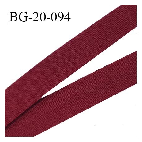 Biais galon 20 mm pré plié au dos 2 rabats de 10 mm coton polyester couleur rouge pourpre largeur 20 mm prix au mètre