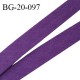 Biais galon 20 mm pré plié au dos 2 rabats de 10 mm coton polyester couleur violet largeur 20 mm prix au mètre