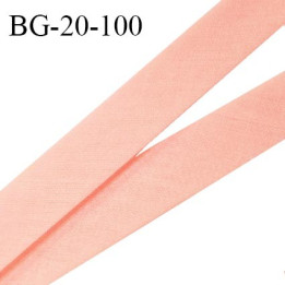 Biais galon 20 mm pré plié au dos 2 rabats de 10 mm coton polyester couleur rose saumon largeur 20 mm prix au mètre