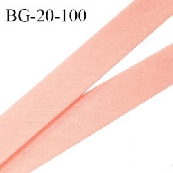 Biais galon 20 mm pré plié au dos 2 rabats de 10 mm coton polyester couleur rose saumon largeur 20 mm prix au mètre