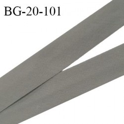 Biais galon 20 mm pré plié au dos 2 rabats de 10 mm coton polyester couleur gris souris largeur 20 mm prix au mètre