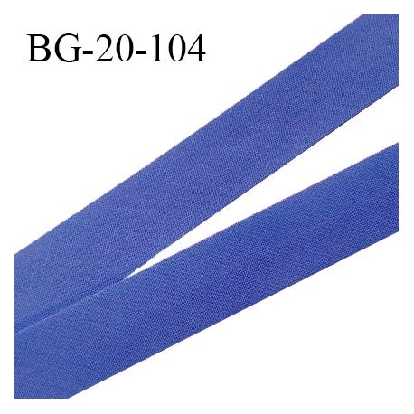 Biais galon 20 mm pré plié au dos 2 rabats de 10 mm coton polyester couleur bleu lavande largeur 20 mm prix au mètre