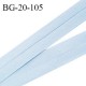 Biais galon 20 mm pré plié au dos 2 rabats de 10 mm coton polyester couleur bleu ciel largeur 20 mm prix au mètre