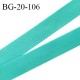 Biais galon 20 mm pré plié au dos 2 rabats de 10 mm coton polyester couleur vert bleu largeur 20 mm prix au mètre