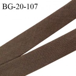 Biais galon 20 mm pré plié au dos 2 rabats de 10 mm coton polyester couleur marron largeur 20 mm prix au mètre
