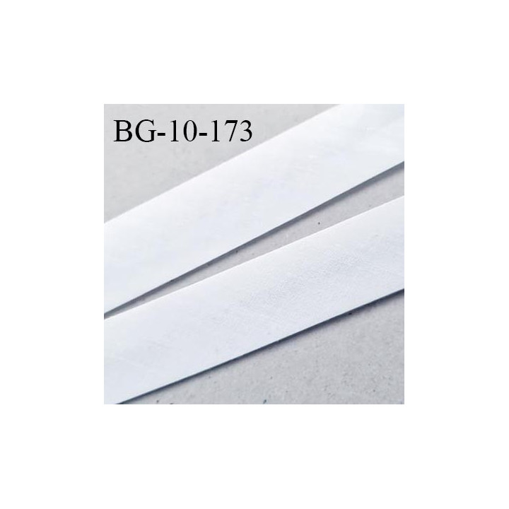 Biais galon 10 mm pré plié au dos 2 rabats de 5 mm coton polyester couleur blanc largeur 10 mm prix au mètre