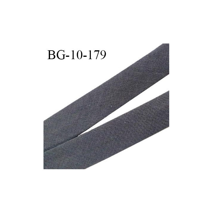 Biais galon 10 mm pré plié au dos 2 rabats de 5 mm coton polyester couleur gris anthracite largeur 10 mm prix au mètre