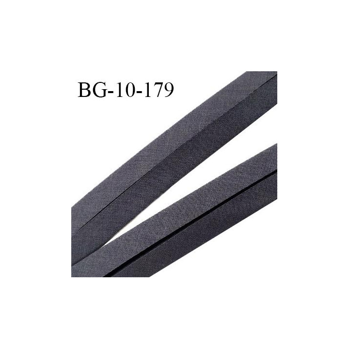 Biais galon 10 mm pré plié au dos 2 rabats de 5 mm coton polyester couleur gris anthracite largeur 10 mm prix au mètre