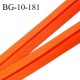 Biais galon 10 mm pré plié au dos 2 rabats de 5 mm coton polyester couleur orange corail largeur 10 mm prix au mètre