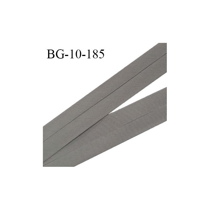 Biais galon 10 mm pré plié au dos 2 rabats de 5 mm coton polyester couleur gris souris largeur 10 mm prix au mètre