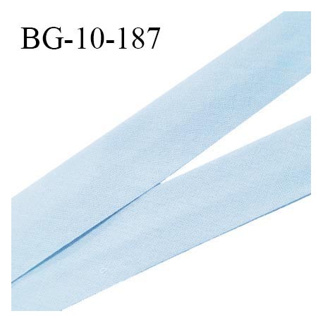 Biais galon 10 mm pré plié au dos 2 rabats de 5 mm coton polyester couleur bleu ciel largeur 10 mm prix au mètre