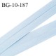 Biais galon 10 mm pré plié au dos 2 rabats de 5 mm coton polyester couleur bleu ciel largeur 10 mm prix au mètre